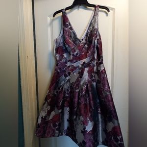 White House Black Market Gray Floral A line Size 12 Dress Never worn.